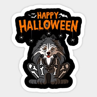 Pomeranian Dog Halloween Skull Sticker